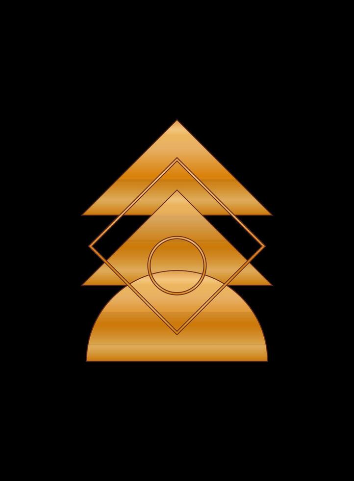 Gold Gradient Texture Graphic Shape Isolated on Black Cover Minimalist Poster Template vector