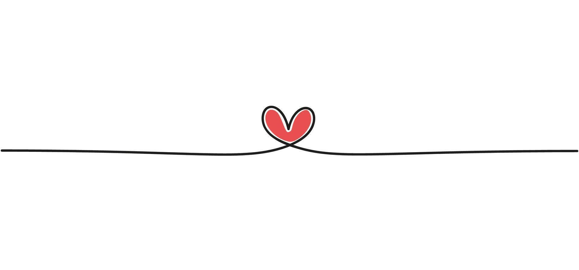 Heart linear drawing. Continuous line heart vector. Elegant and simple ribbon. vector