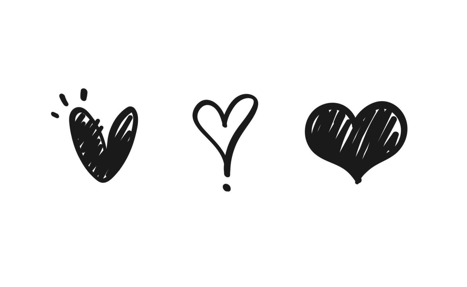 Heart shaped doodles. Hand drawn vector hearts. Valentine's Day illustration symbols.