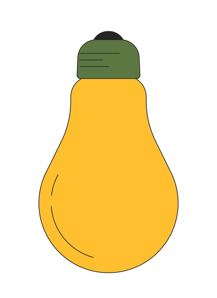 Lightbulb energy-saving 2D linear cartoon object. Efficiency light bulb isolated line vector element white background. Sustainable incandescent. Lighting equipment color flat spot illustration