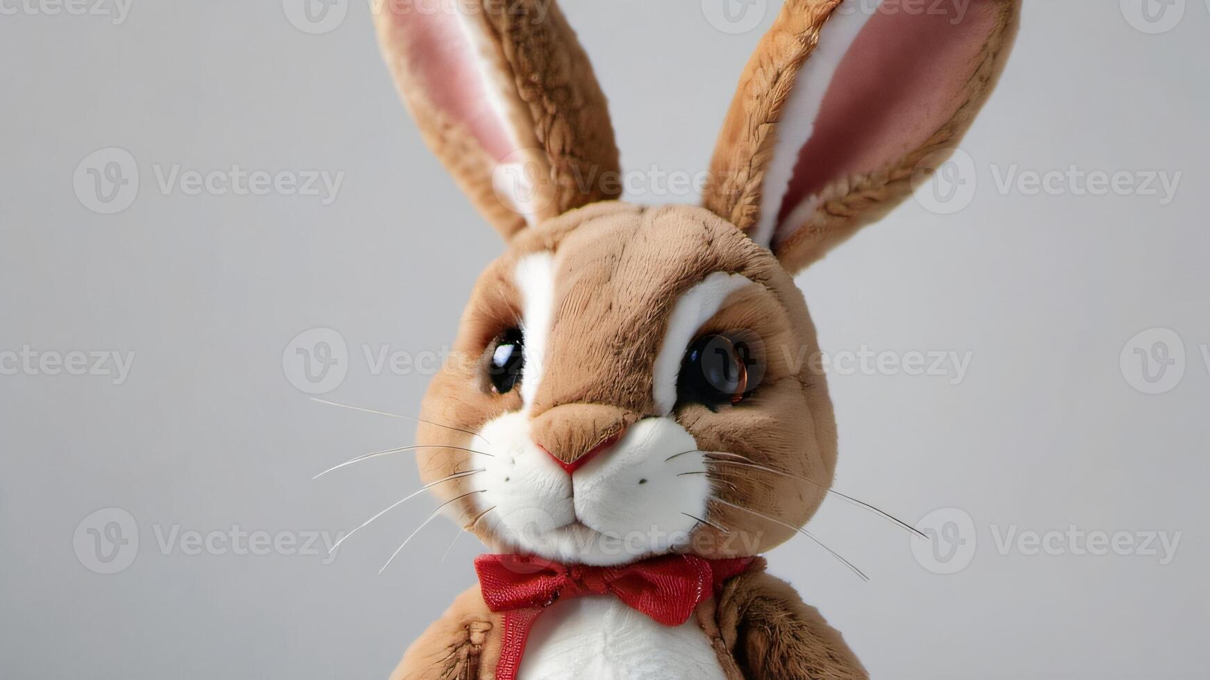 AI generated Photo Of 3D Stuffed Hare Toy Isolated On White Background. AI Generated