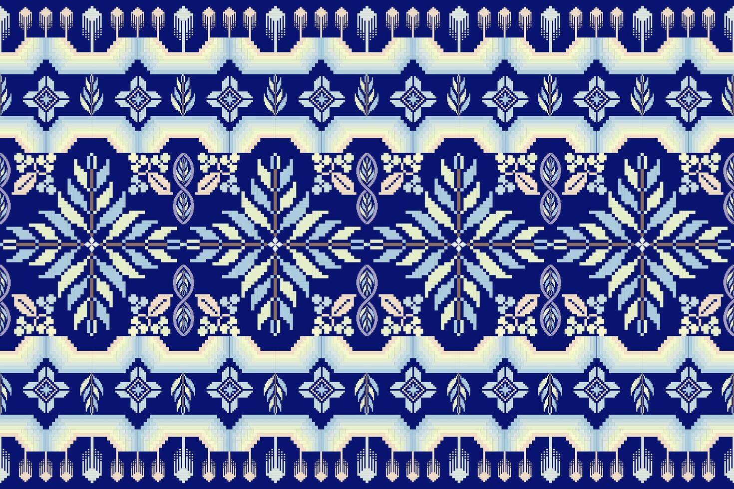 floral píxel Arte modelo en blanco fondo.geometrico étnico oriental bordado vector ilustración.pixel estilo, abstracto fondo, cruz puntada.diseño para Textura, tela, tela, bufanda, mesa corredor.