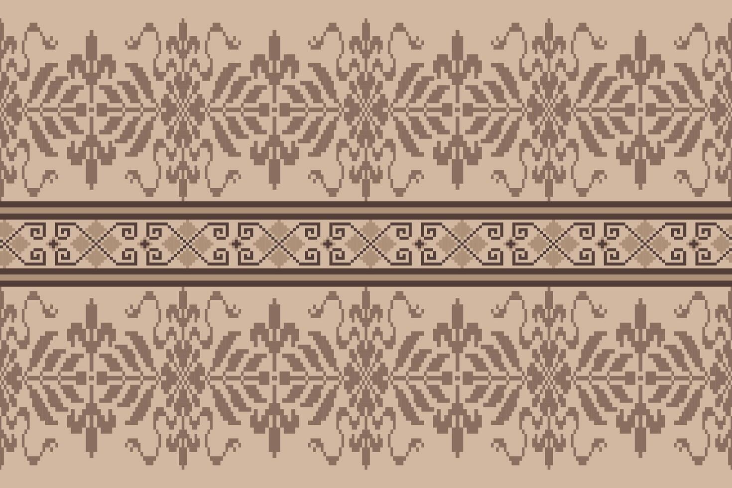 Floral Cross Stitch Embroidery background.geometric ethnic oriental seamless pattern traditional.Aztec style abstract vector.design for texture,fabric,clothing,wrapping,decoration,carpet. vector