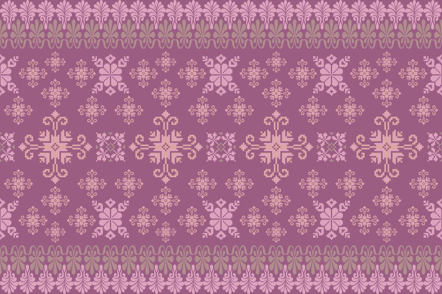 floral píxel Arte modelo en blanco fondo.geometrico étnico oriental bordado vector ilustración.pixel estilo, abstracto fondo, cruz puntada.diseño para Textura, tela, tela, bufanda, mesa corredor.