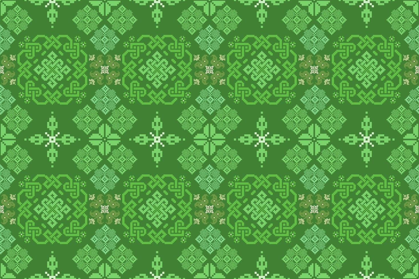 floral píxel Arte modelo en blanco fondo.geometrico étnico oriental bordado vector ilustración.pixel estilo, abstracto fondo, cruz puntada.diseño para Textura, tela, tela, bufanda, mesa corredor.