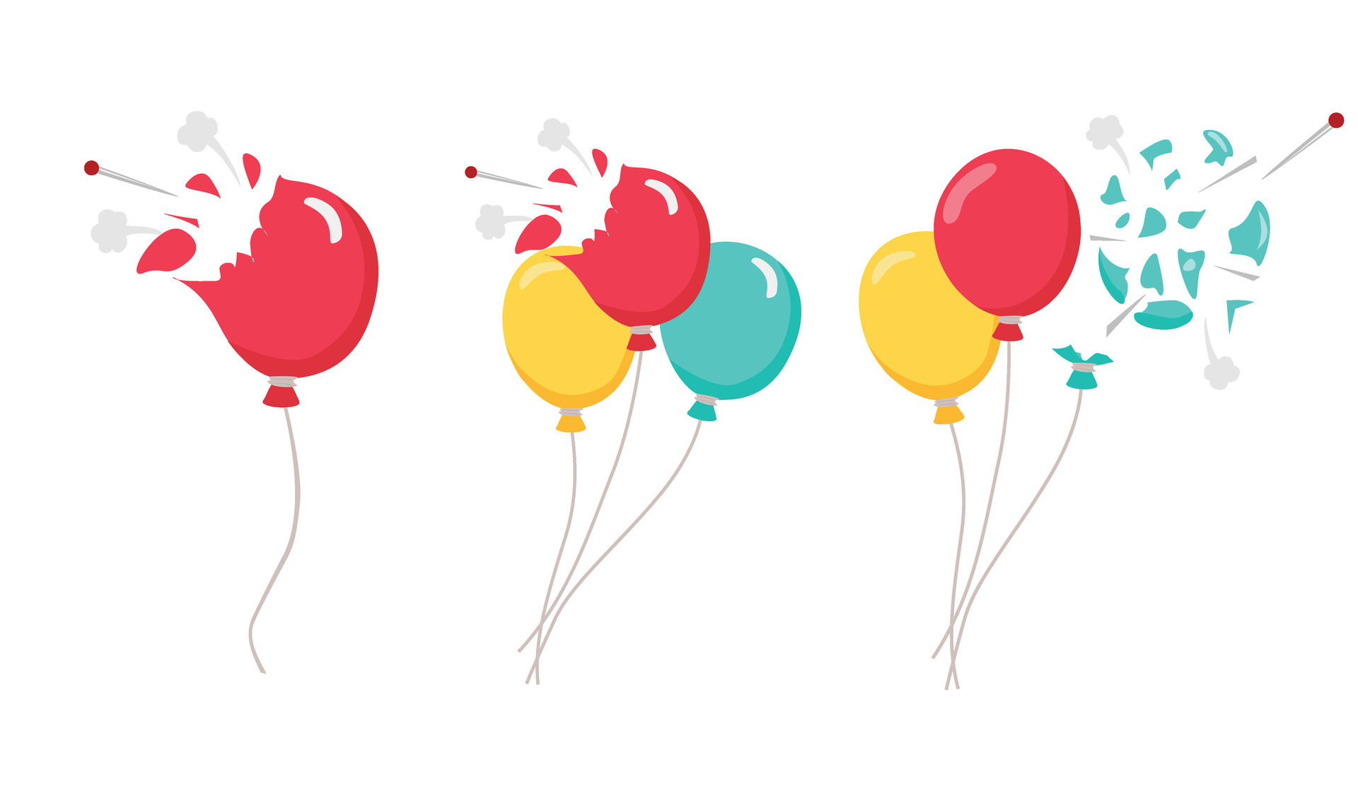 Popped balloon vector isolated on white background. Popped balloon clip ...