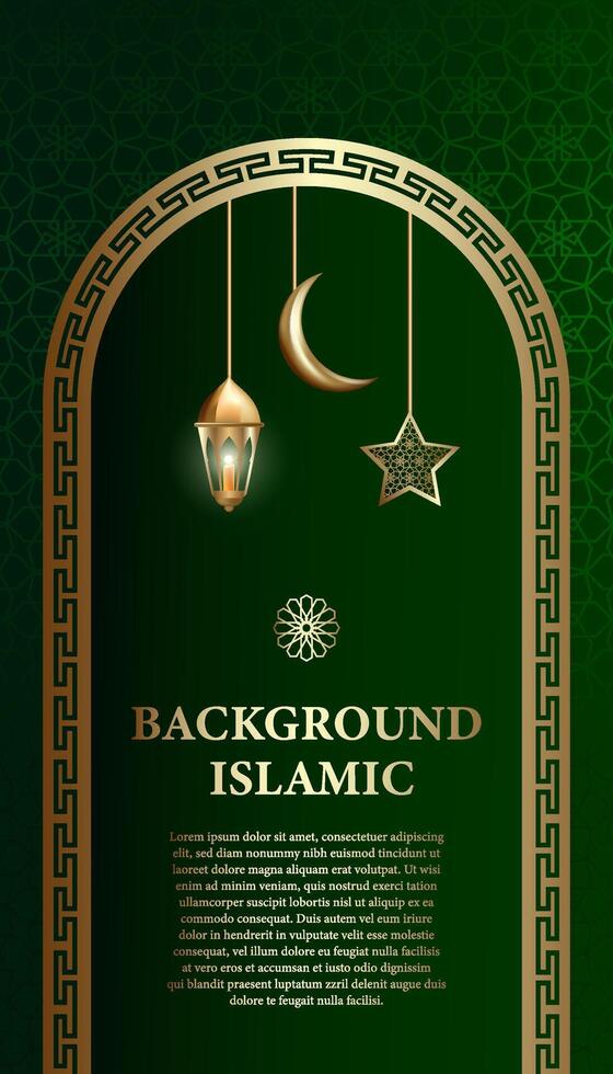 Islamic or Arabic background. luxury gold pattern color and green dark color. can be used as an additional element of Islamic theme design vector