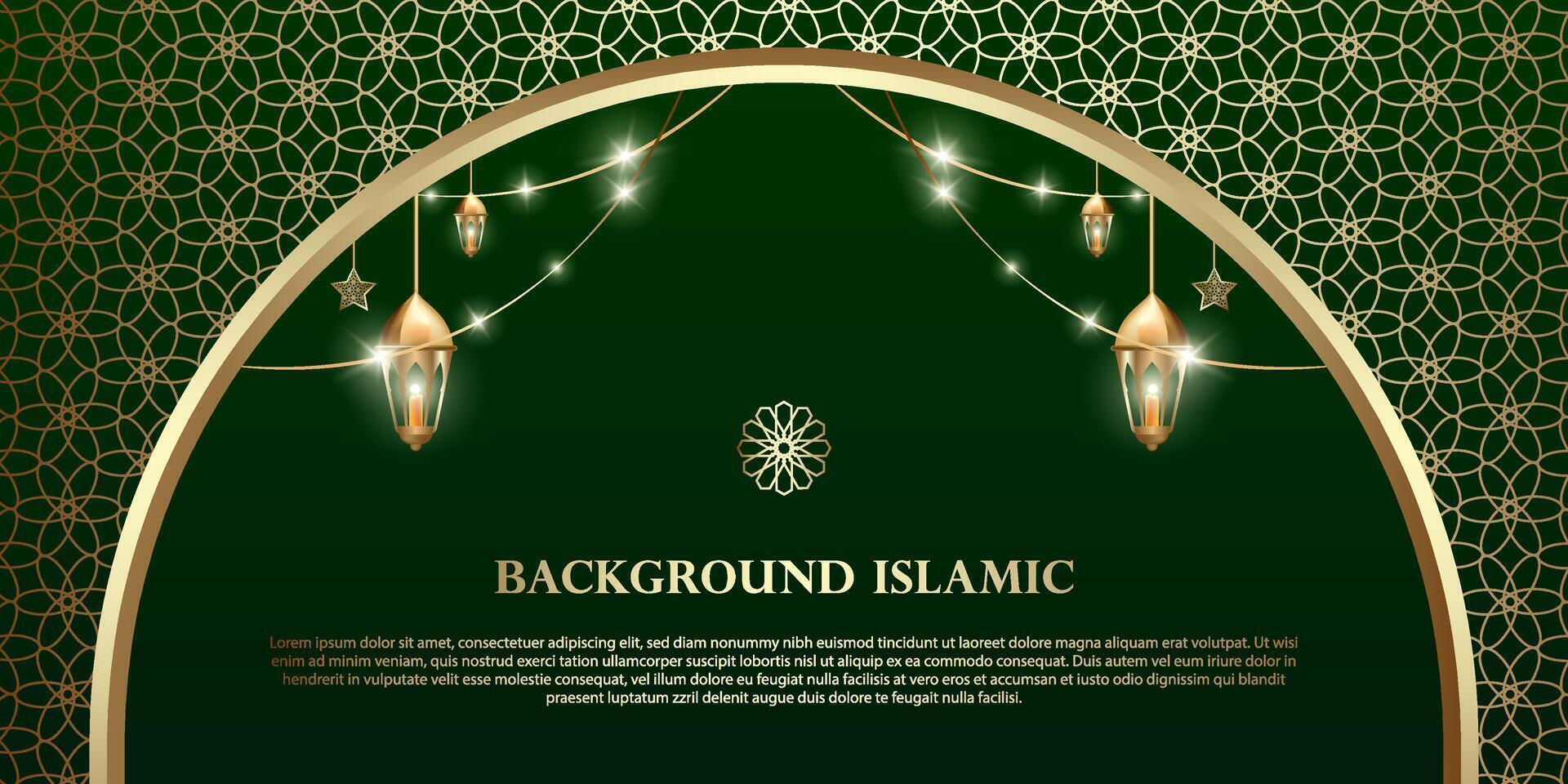 Islamic or Arabic background. luxury gold and green pattern color. additional elements of Islamic theme design vector