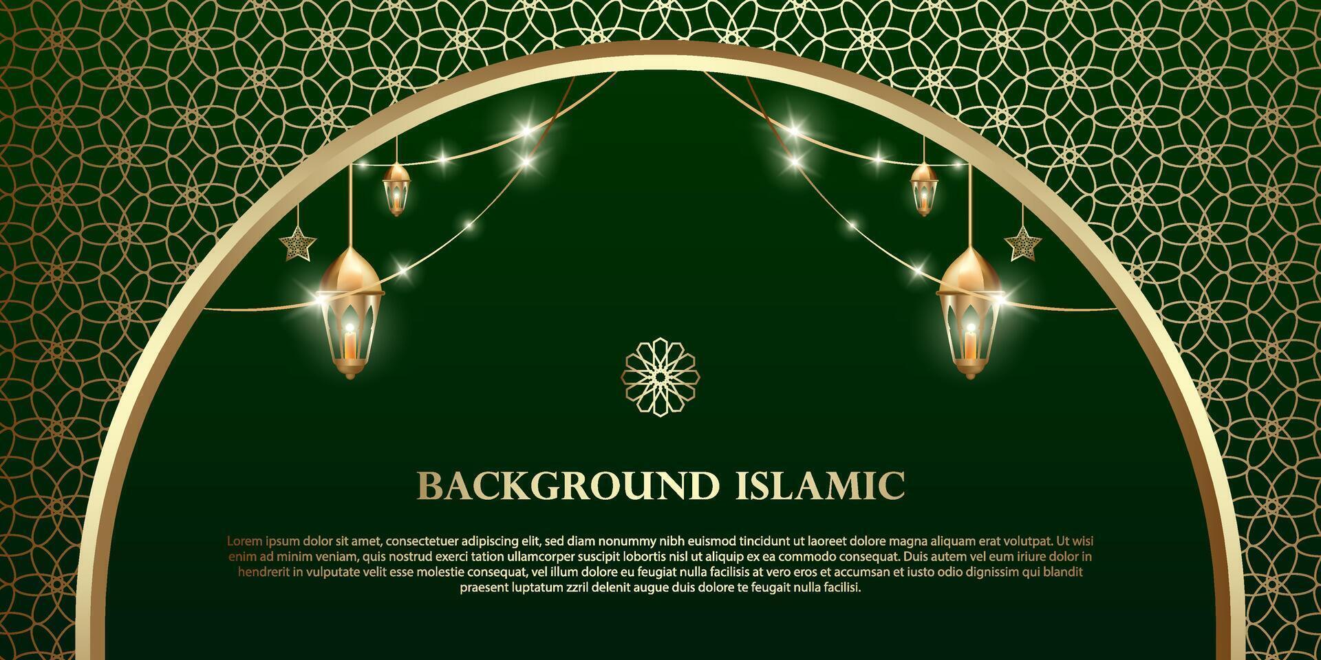 Islamic or Arabic background. luxury gold and green pattern color. additional elements of Islamic theme design vector