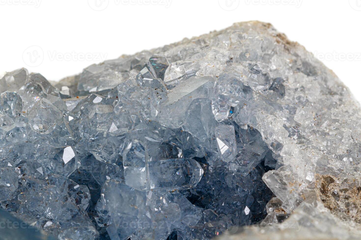 Macro mineral stone Celestine in the breed a white background photo
