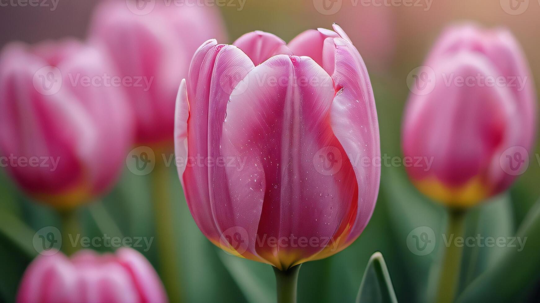 AI generated Photo Of Pink Tulip Watercolor Illustration Artwork Prints And Decorative. AI Generated