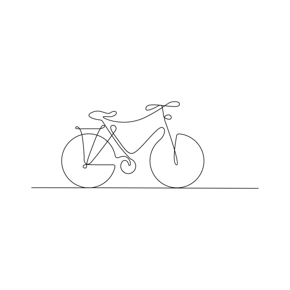 Vector one Continuous line drawing of bike or bicycle on white background stock illustration and minimal