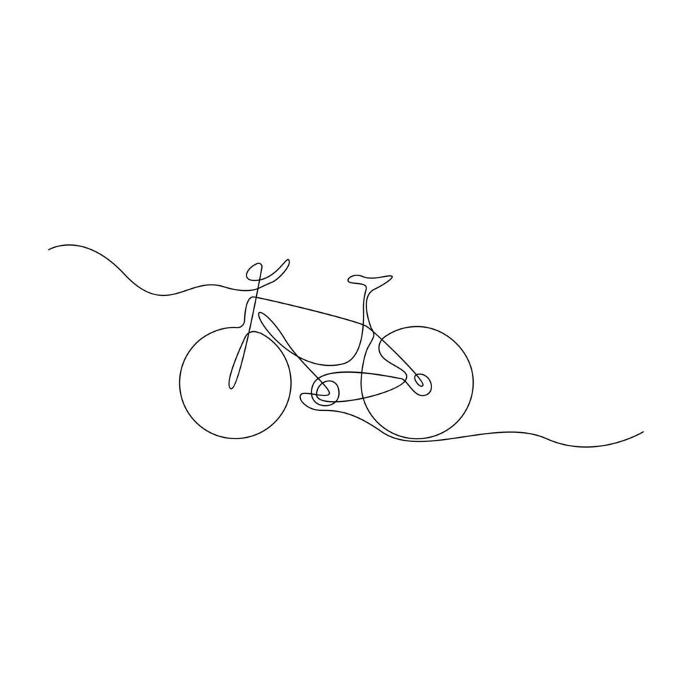 Vector one Continuous line drawing of bike or bicycle on white background stock illustration and minimal