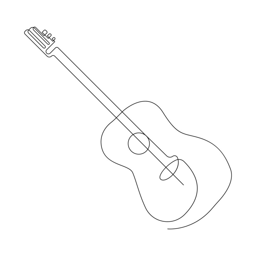 vector guitarra continuo uno línea bosquejo dibujo concepto de música ilustración y minimalista