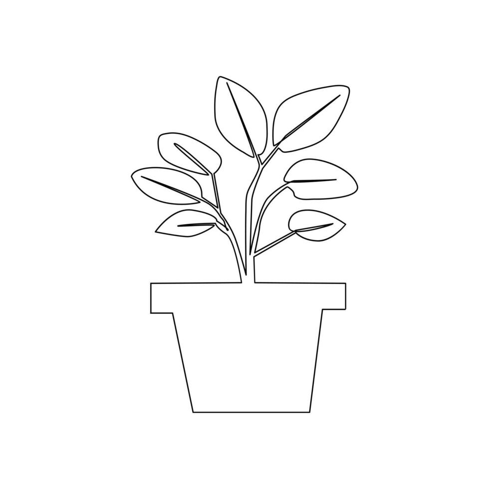 Growth tree continuous line vector image on white background concept of nursery business.