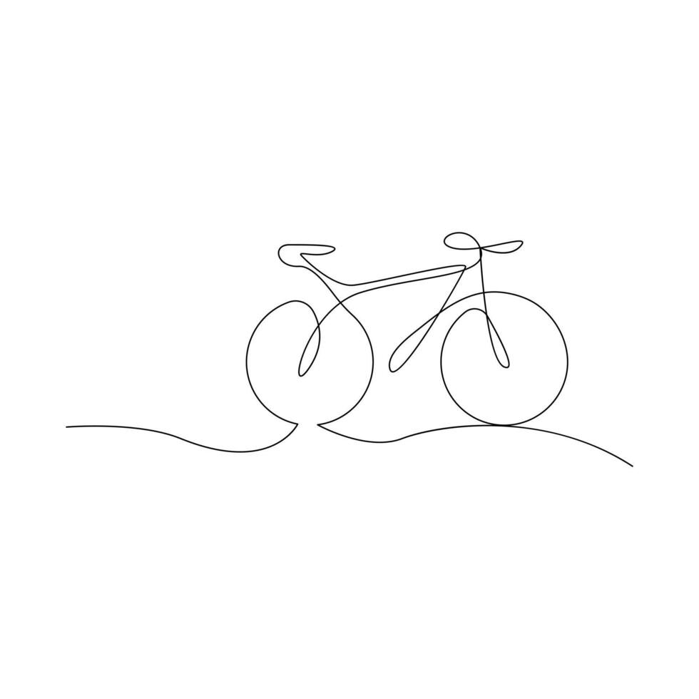 Vector one Continuous line drawing of bike or bicycle on white background stock illustration and minimal