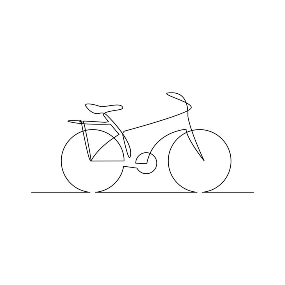 Vector one Continuous line drawing of bike or bicycle on white background stock illustration and minimal