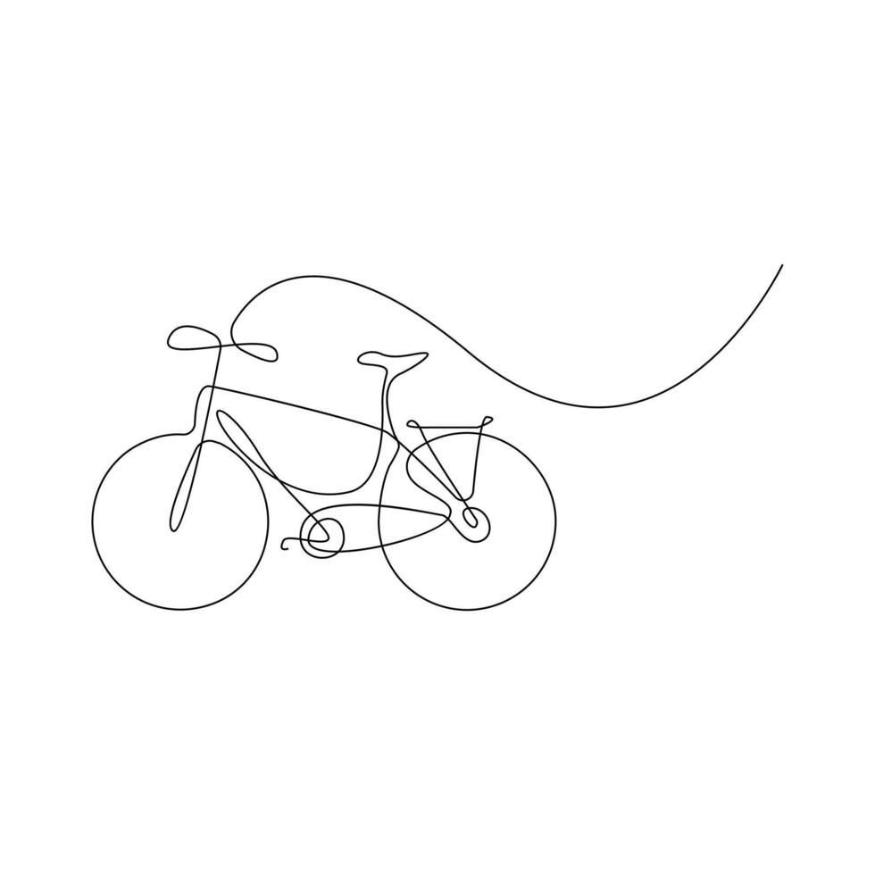 Vector one Continuous line drawing of bike or bicycle on white background stock illustration and minimal