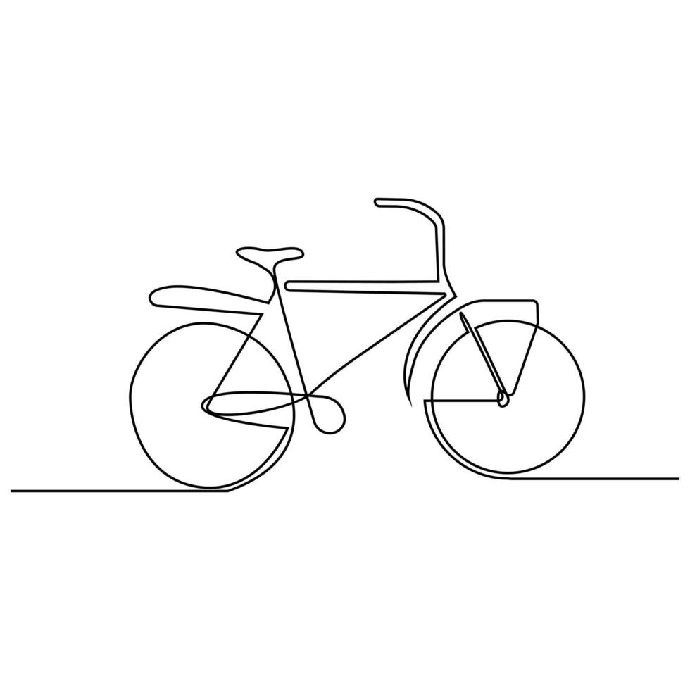 Vector one Continuous line drawing of bike or bicycle on white background stock illustration and minimal