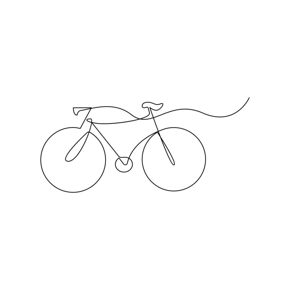 Vector one Continuous line drawing of bike or bicycle on white background stock illustration and minimal