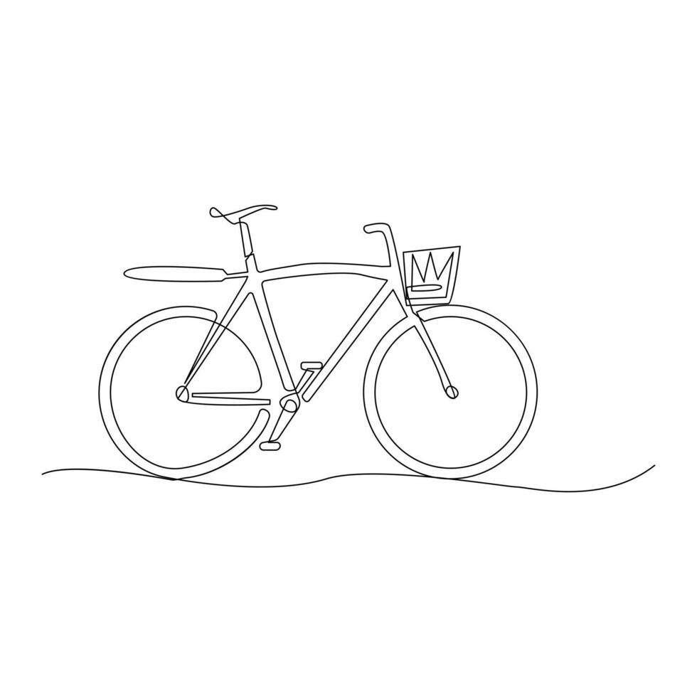 Vector one Continuous line drawing of bike or bicycle on white background stock illustration and minimal