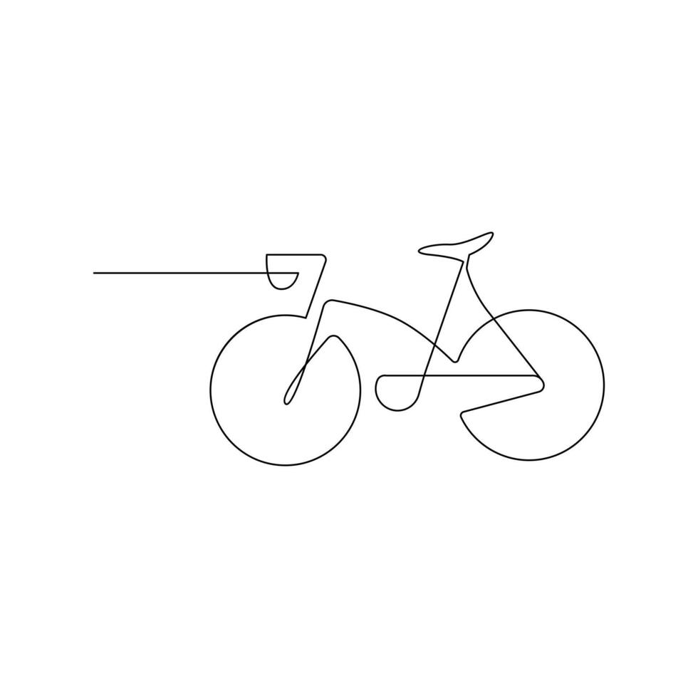Vector one Continuous line drawing of bike or bicycle on white background stock illustration and minimal