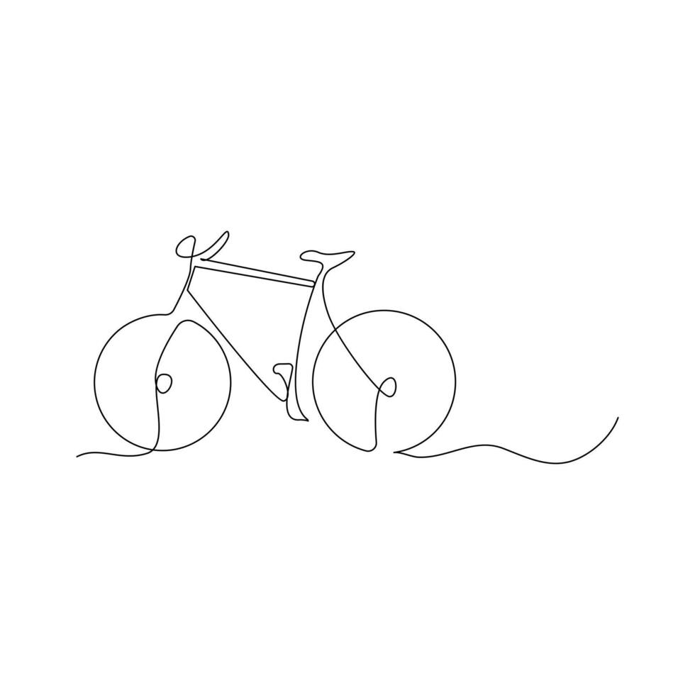 Vector one Continuous line drawing of bike or bicycle on white background stock illustration and minimal