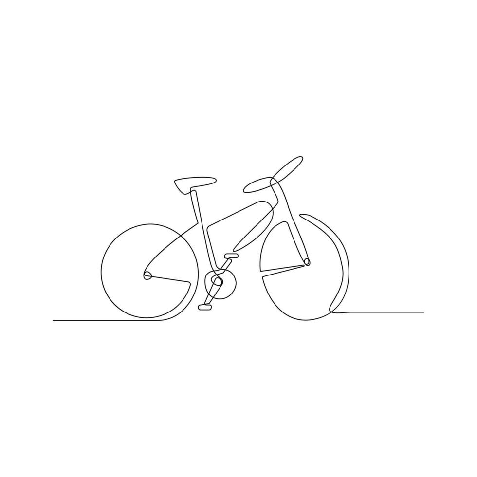 Vector one Continuous line drawing of bike or bicycle on white background stock illustration and minimal