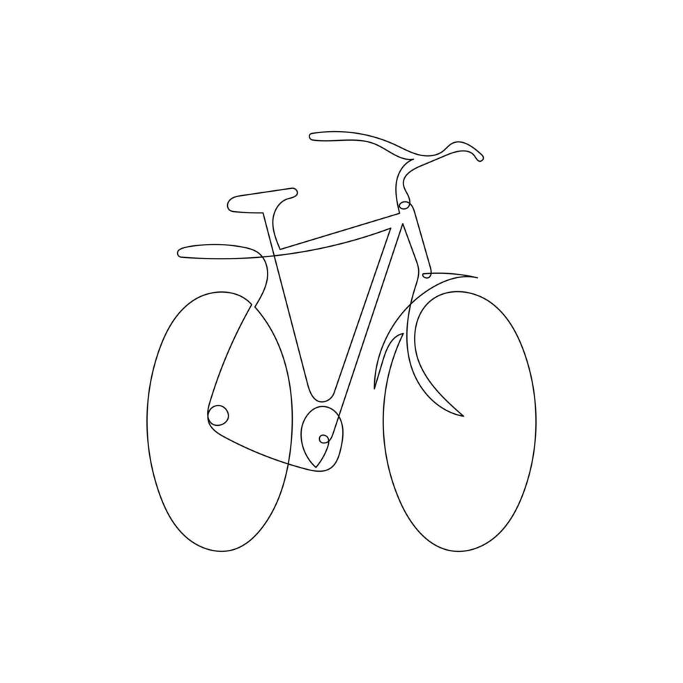Vector one Continuous line drawing of bike or bicycle on white background stock illustration and minimal