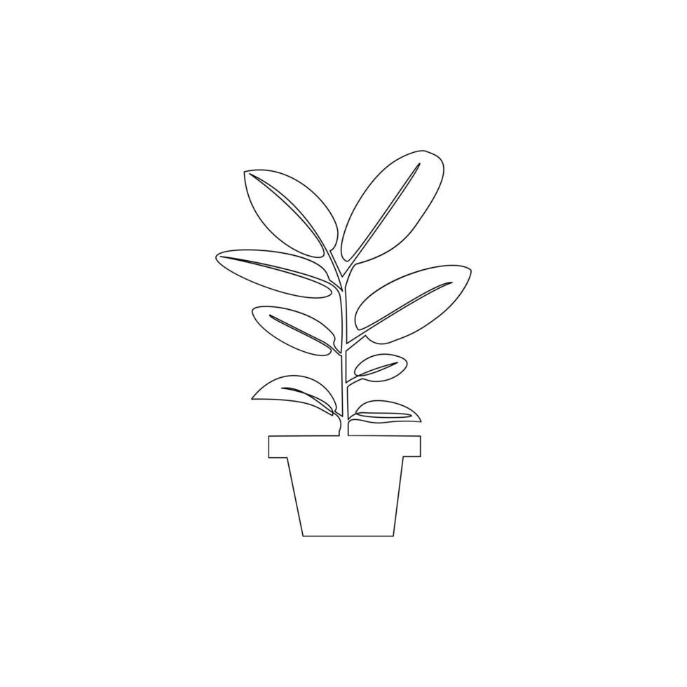 Growth tree continuous line vector image on white background concept of nursery business.