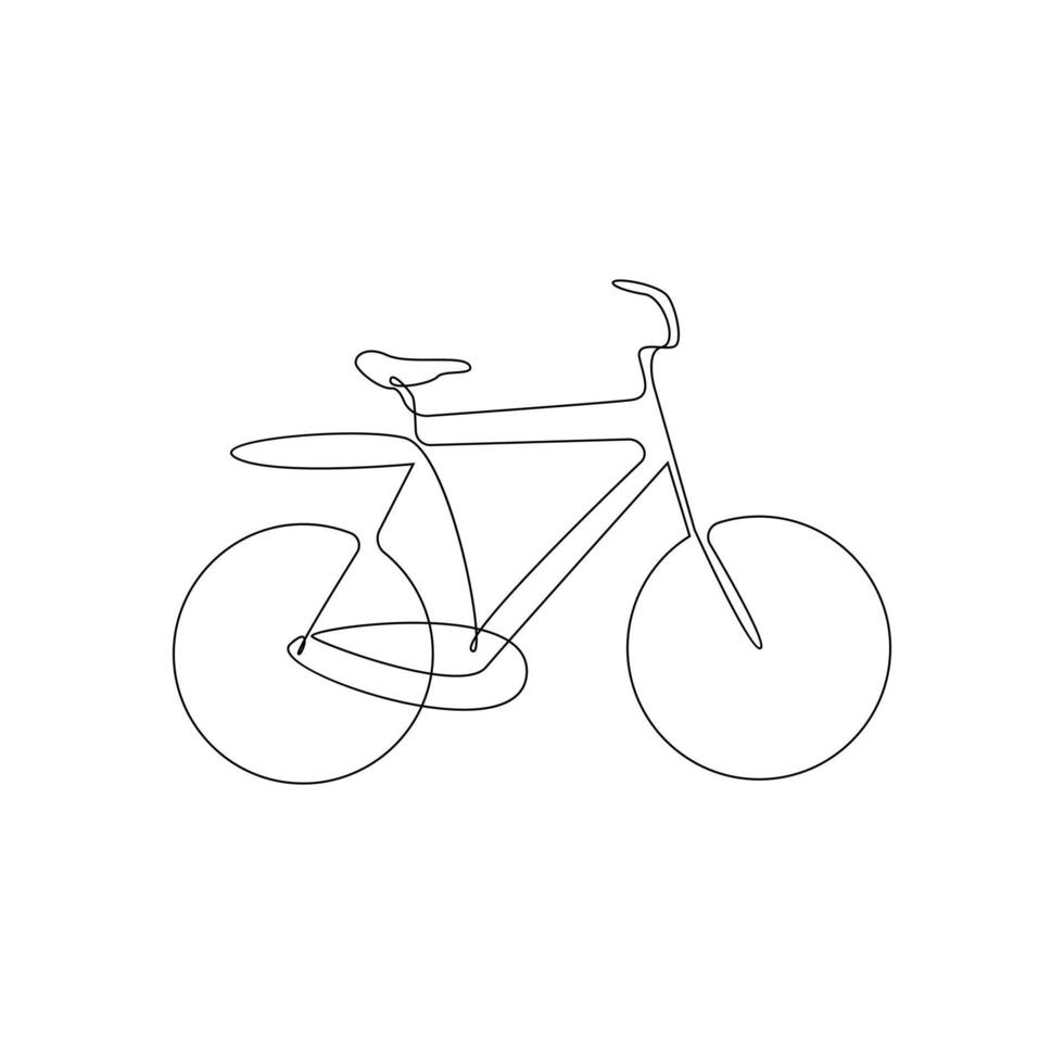Vector one Continuous line drawing of bike or bicycle on white background stock illustration and minimal