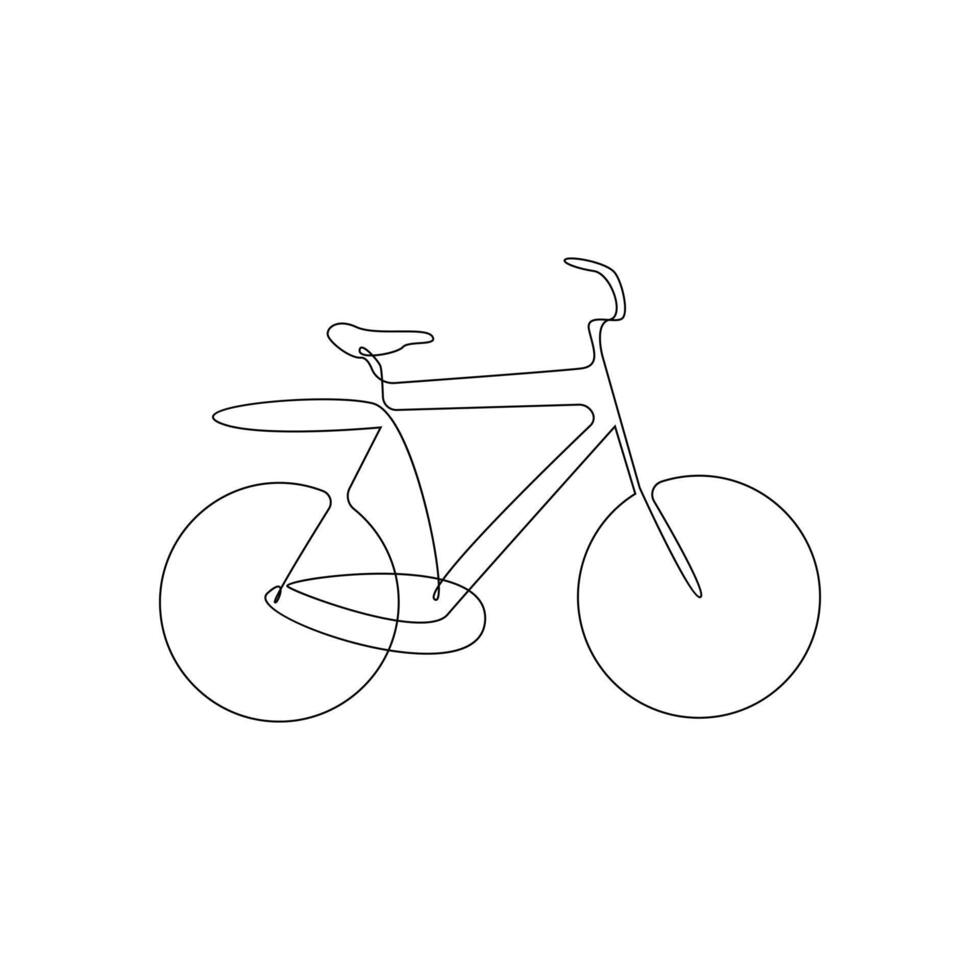 Vector one Continuous line drawing of bike or bicycle on white background stock illustration and minimal