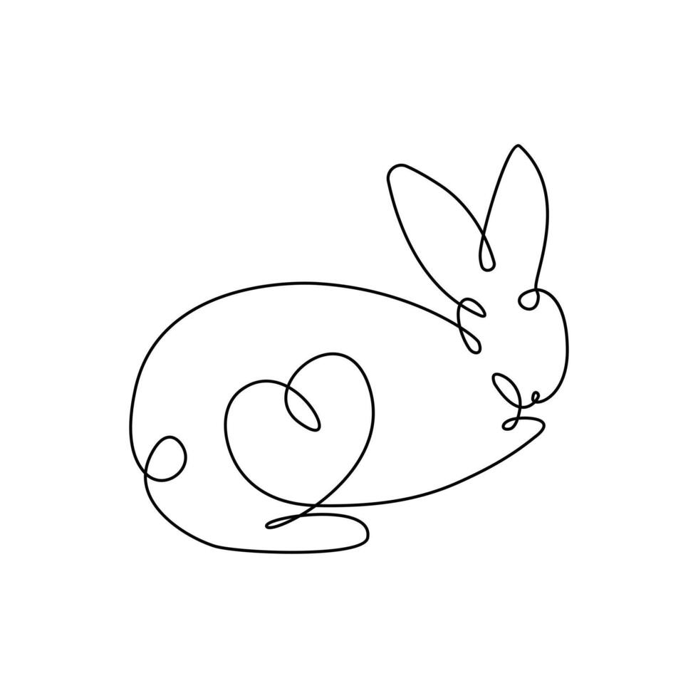 Vector bunny continuous single line art drawing editable stroke illustration and minimalist