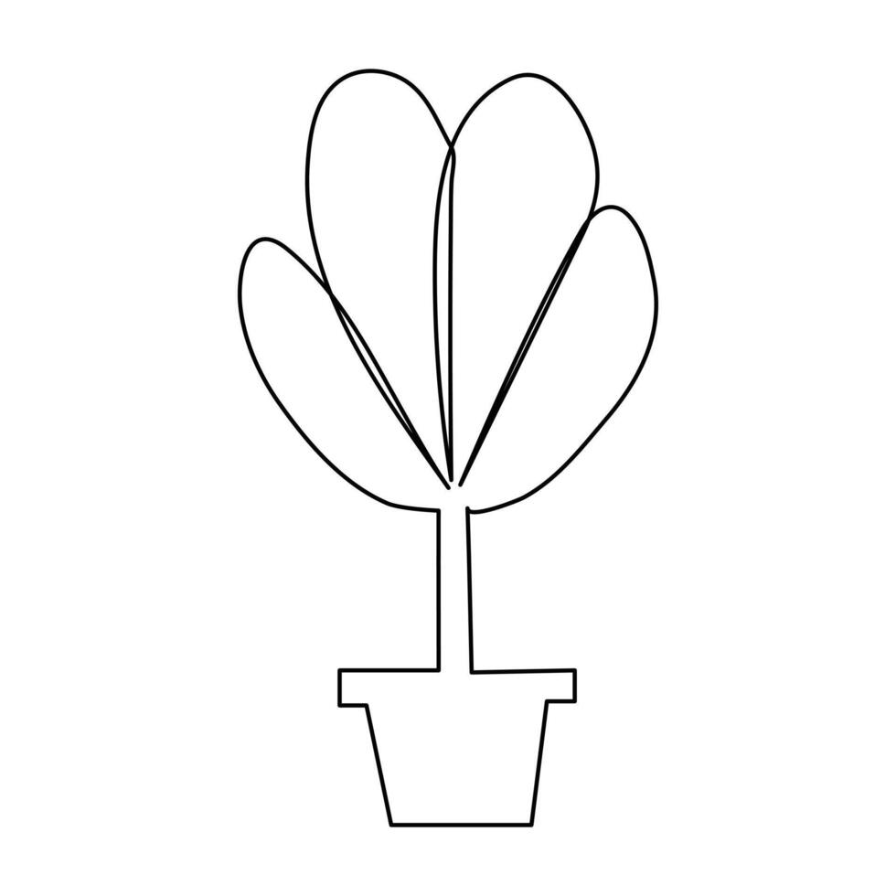 Growth tree continuous line vector image on white background concept of nursery business.