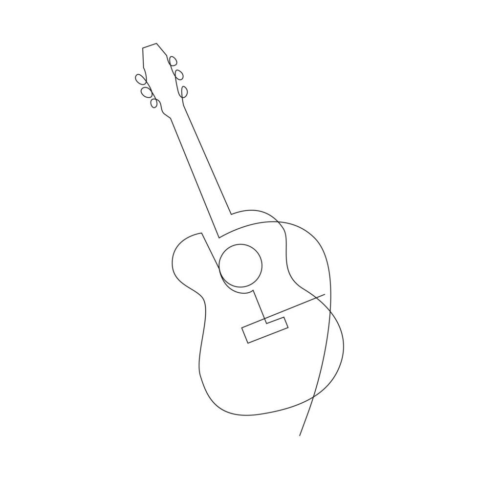 vector guitarra continuo uno línea bosquejo dibujo concepto de música ilustración y minimalista