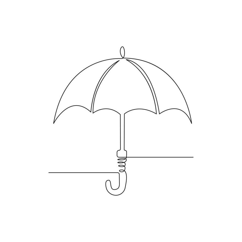 Vector continuous single liner art illustration of umbrella concept of safety