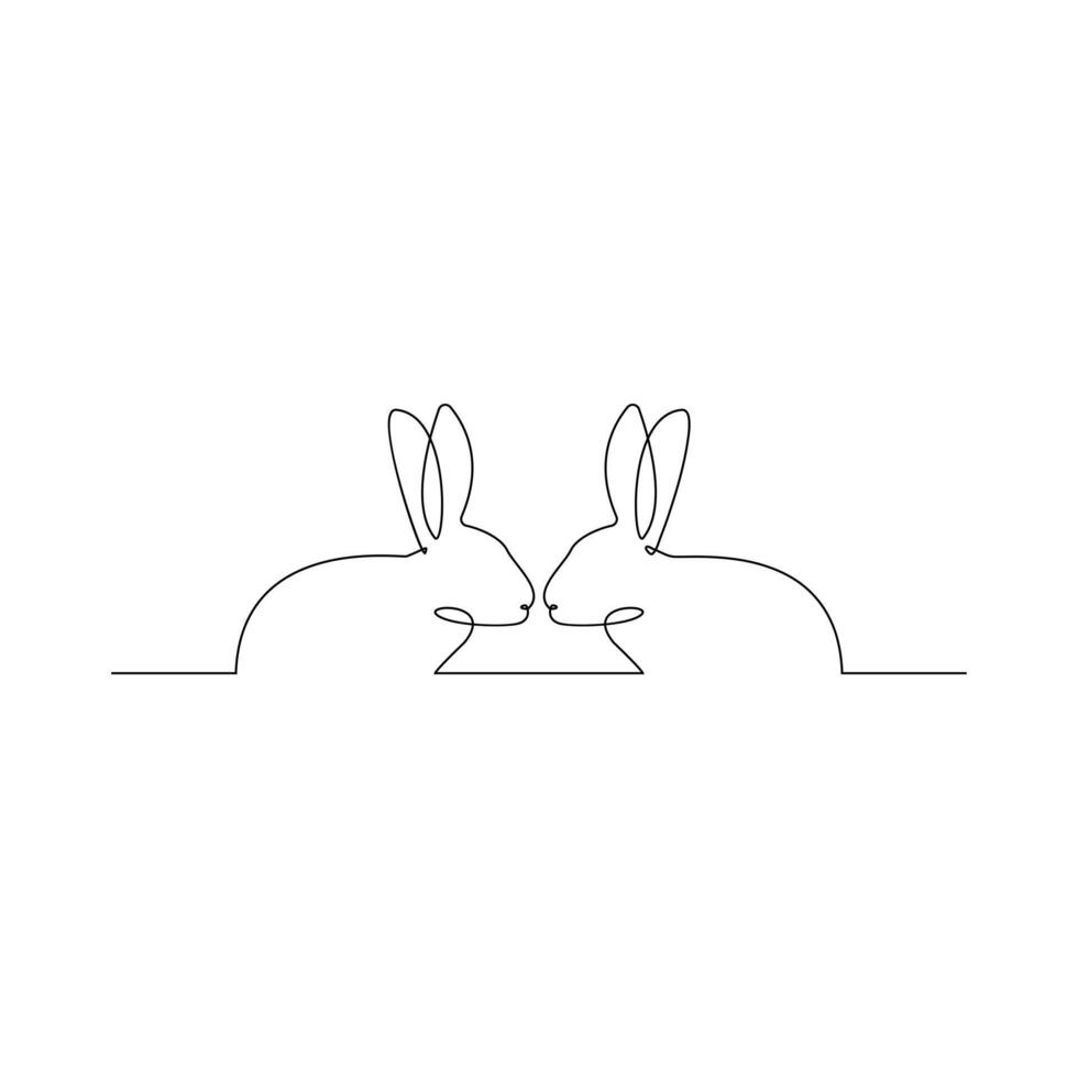 Vector bunny continuous single line art drawing editable stroke illustration and minimalist