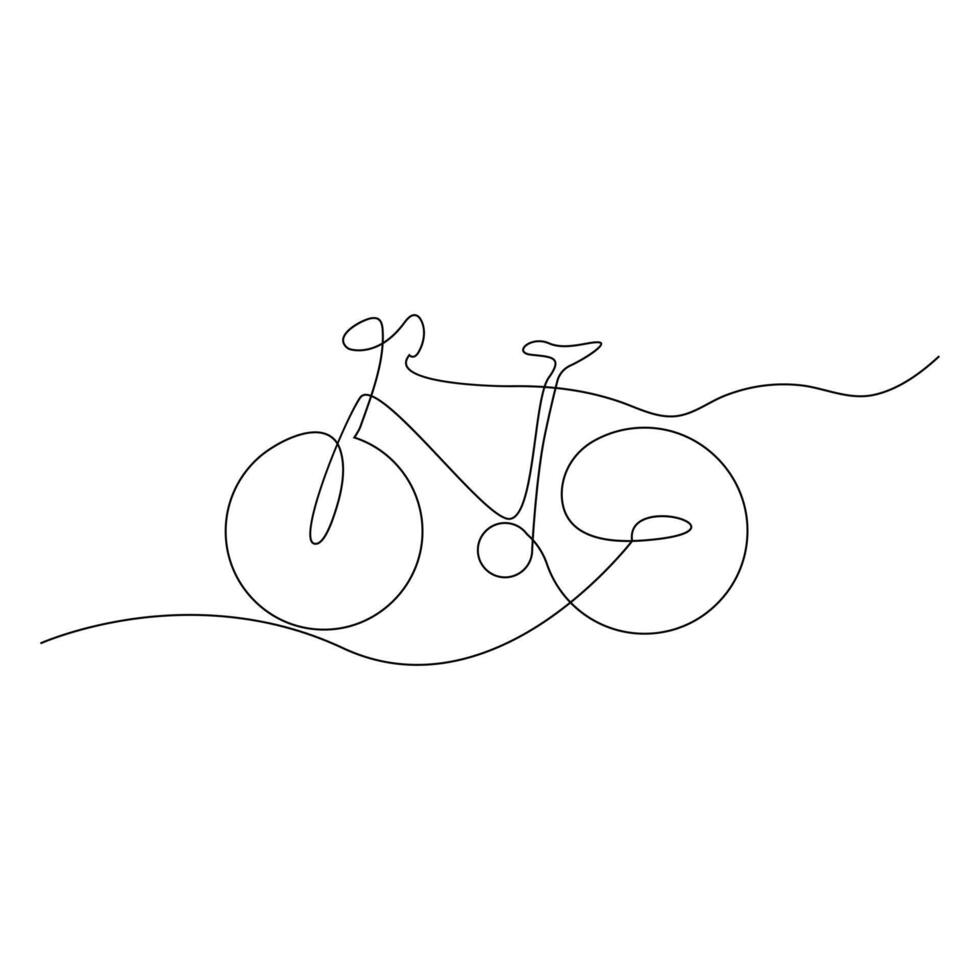 Vector one Continuous line drawing of bike or bicycle on white background stock illustration and minimal