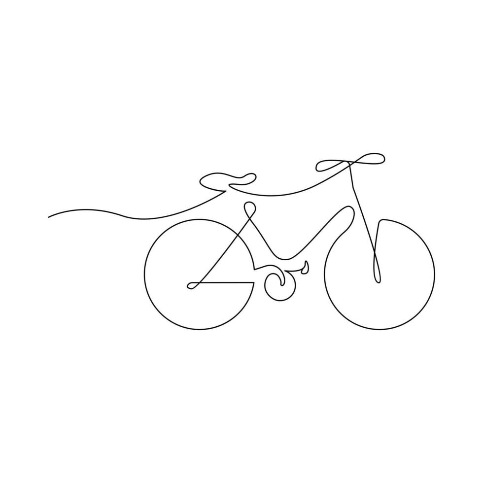 Vector one Continuous line drawing of bike or bicycle on white background stock illustration and minimal