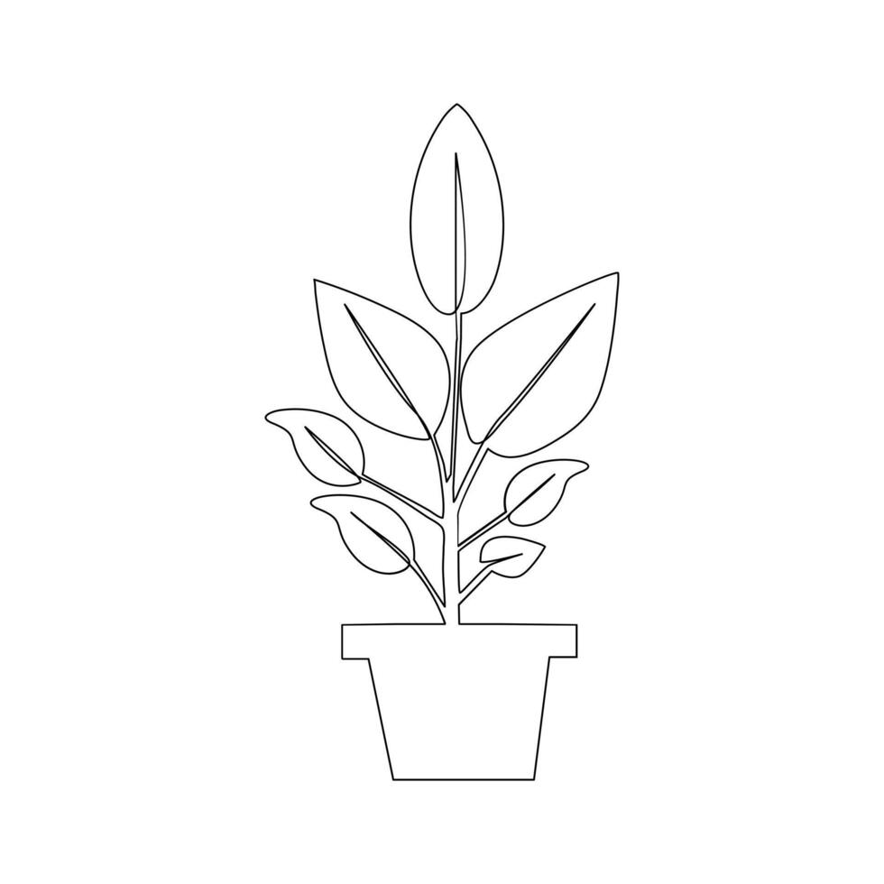 Growth tree continuous line vector image on white background concept of nursery business.