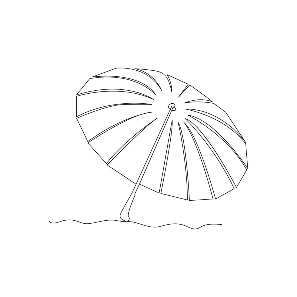 Vector continuous single liner art illustration of umbrella concept of safety