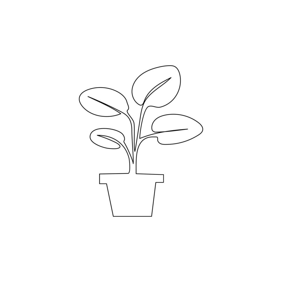 Growth tree continuous line vector image on white background concept of nursery business.