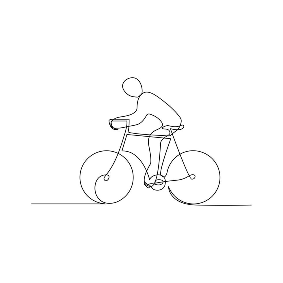 Vector one Continuous line drawing of bike or bicycle on white background stock illustration and minimal