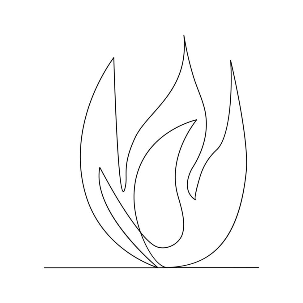 Vector Continuous single line drawing of fire on white background illustration and minimal