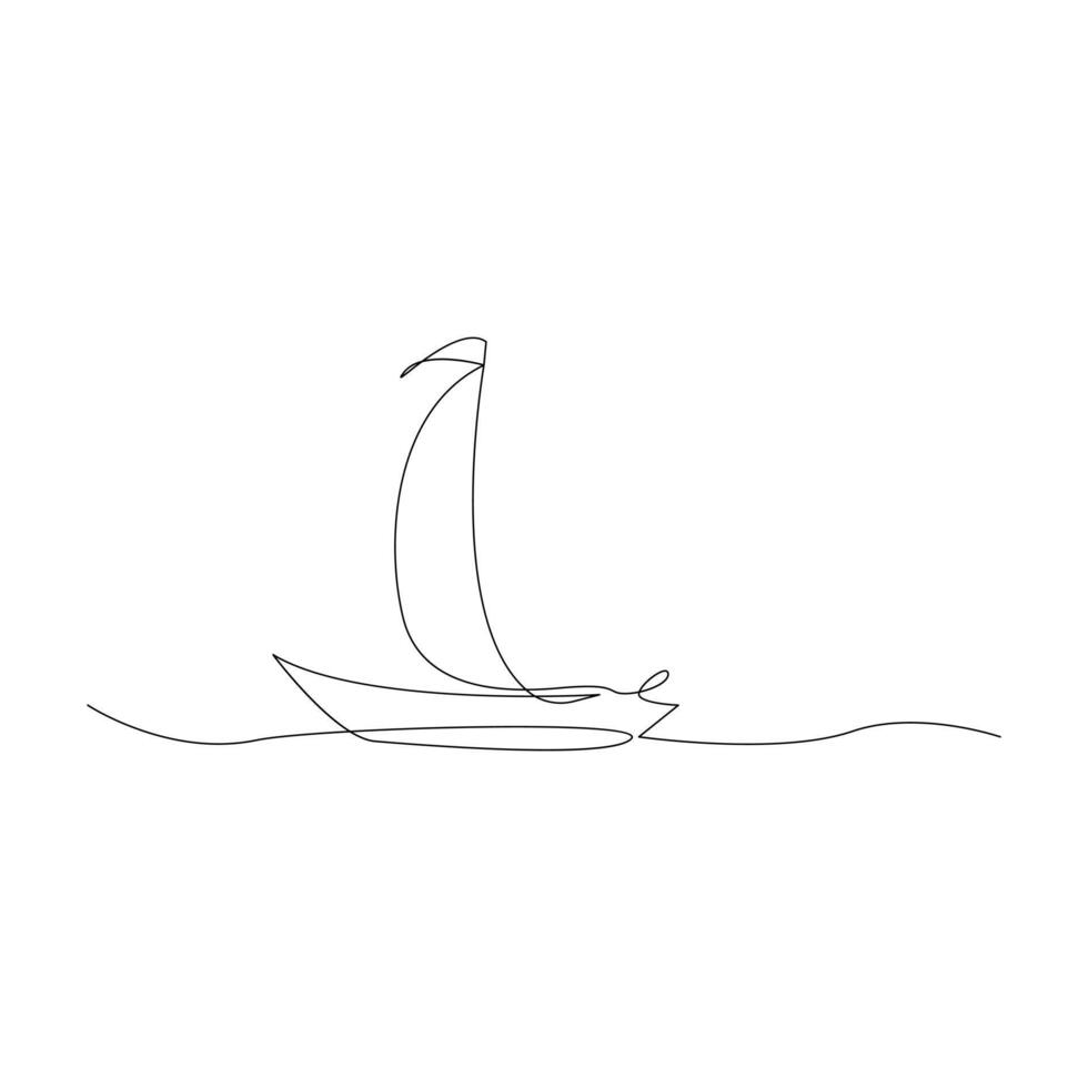 Vector continuous one line drawing of sailboat best use for logo poster banner stock illustration and minimal