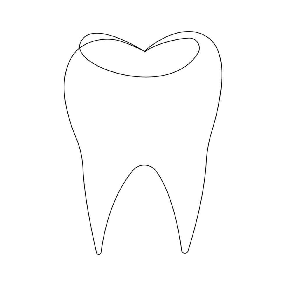 Vector continuous one line drawing of tooth best use for logo banner illustration dentist stomatology medical concept