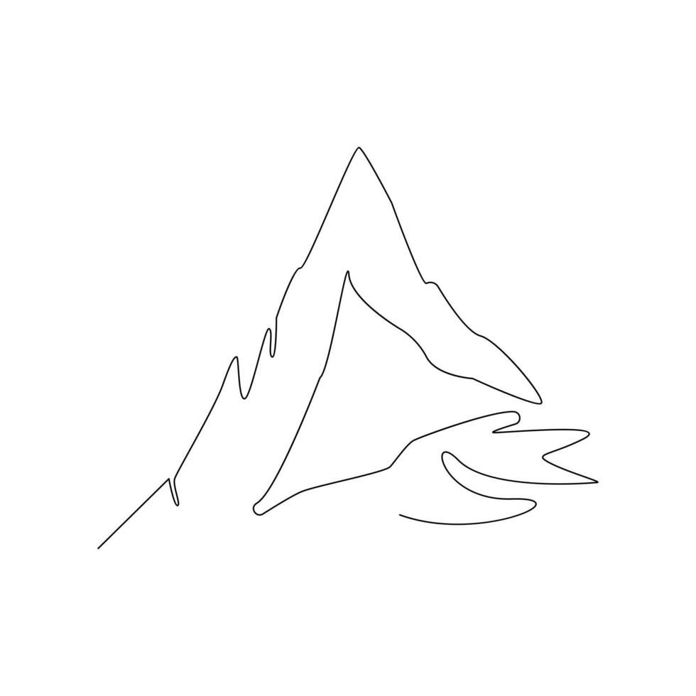 Vector continuous in one line drawing of mountain isolated on white background and minimalist