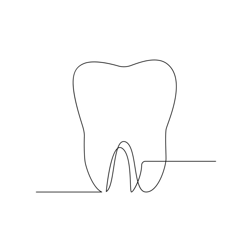 Vector continuous one line drawing of tooth best use for logo banner illustration dentist stomatology medical concept