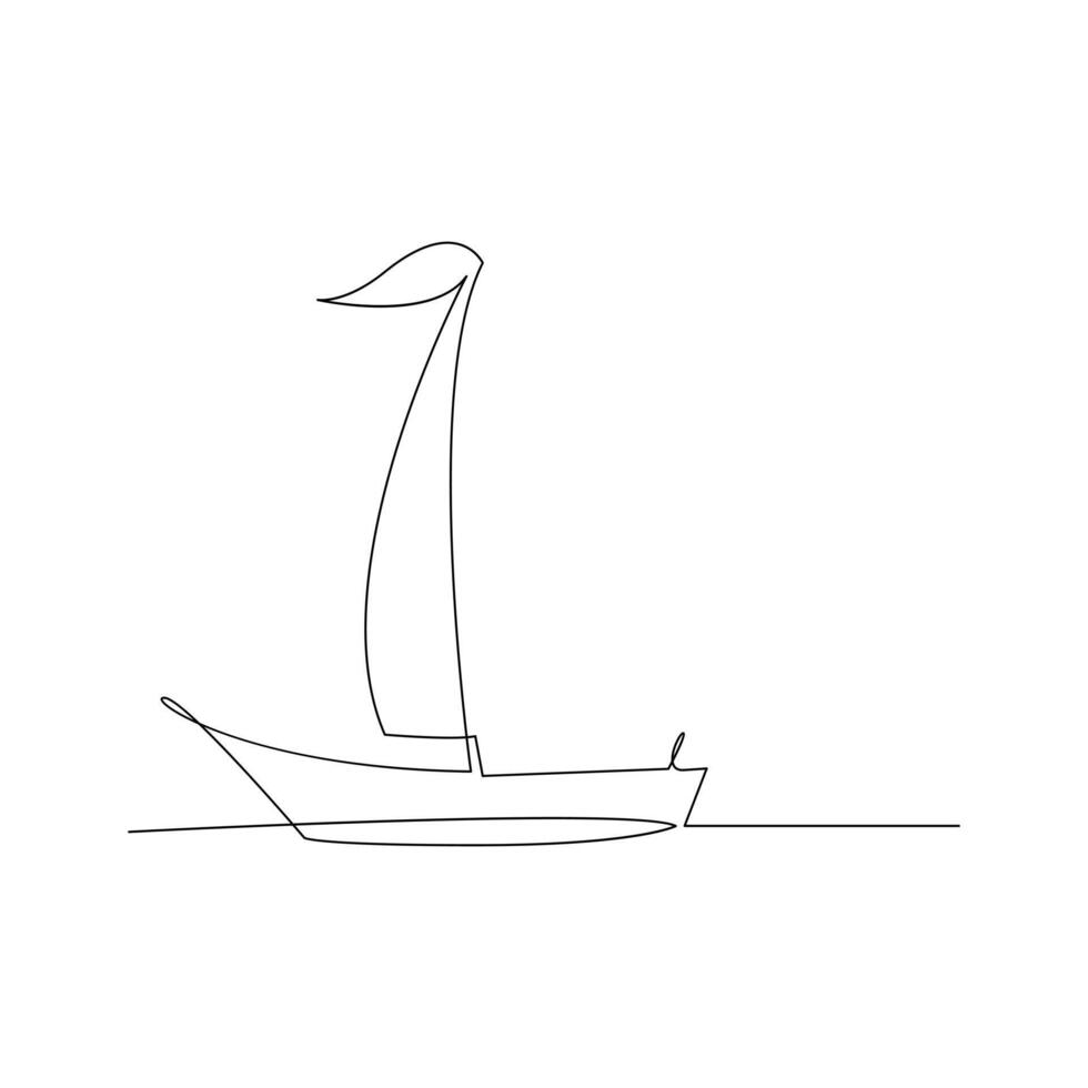 Vector continuous one line drawing of sailboat best use for logo poster banner stock illustration and minimal