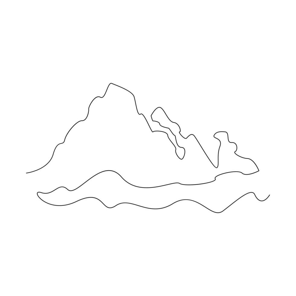 Vector continuous in one line drawing of mountain isolated on white background and minimalist